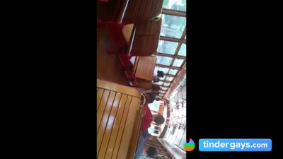Str8 Big Cock Guy Strokes in Bus