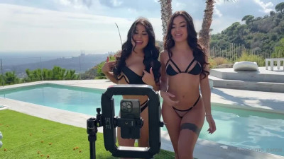 Ménage selvagem com duas belas mulheres latinas