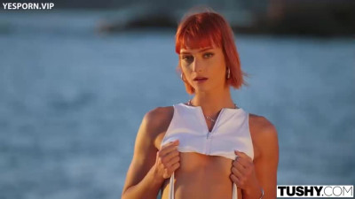 Stunning Redhead Has Intense DP Orgasm
